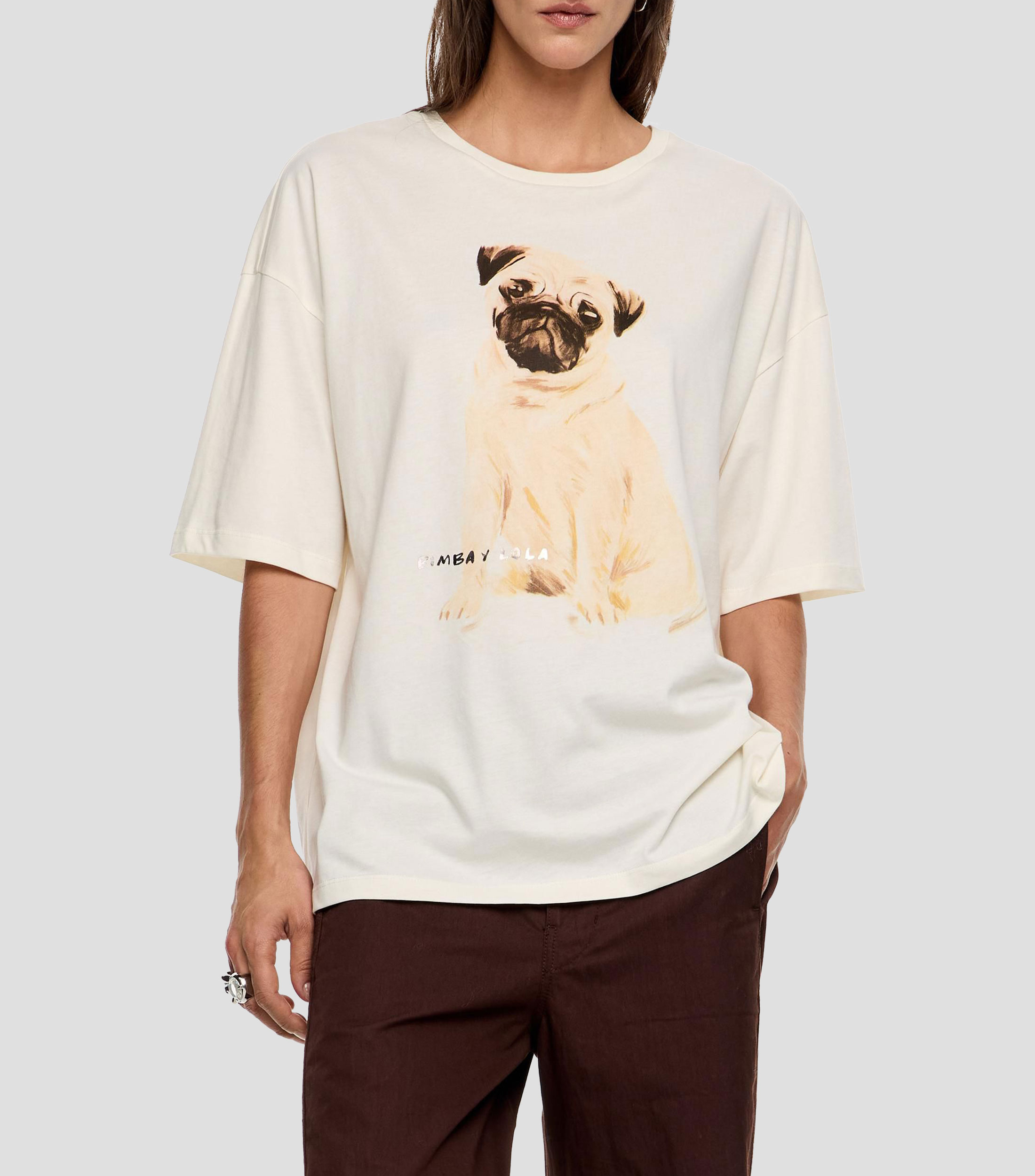 Playera logo carlino marfil Mujer